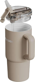 YOGI Ceramic Lined Metal Allergy Safe 24oz Tumbler with Handle and Straw Leakproof Flip & Sip Lid Vacuum Insulated Stainless Steel Travel Cup for Iced Coffee Water and All-Day Hydration 24oz Driftwood