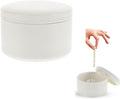 STOBAZA 3 Inch White Ceramic Jewelry Box with Lid, Small Round Porcelain Trinket Dish for Ring Earring, Minimalist Organizer Container for Vanity, DIY Paintable Favor for Wedding Valentine