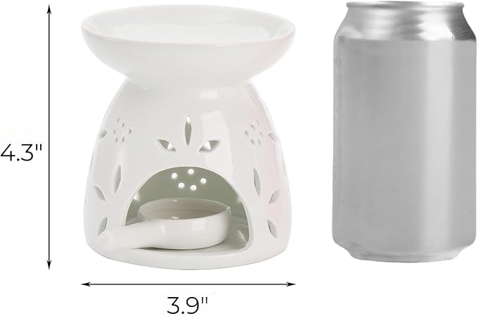 ZOOFOX 3 Pack Ceramic Essential Oil Burner, Tealight Wax Warmer with Candle Spoon, Aromatherapy Essential Tealight Candle Holder for Home Bedroom Decor, Christmas Housewarming Gift