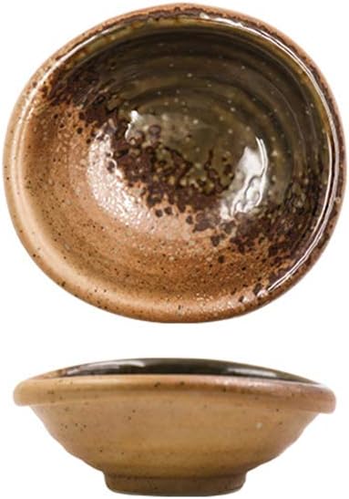 Colias Wing 3.5 Inch Simple Style Single Color Stylish Design Multipurpose Porcelain Side Dish Bowl Seasoning Dishes Soy Dipping Sauce Dishes-Set of 5-Brown
