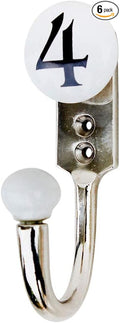 IndianShelf 6-Piece Ceramic, Zinc Decorative Cute Hooks for Hanging Coats, Jackets, Leash, Hat, Towel, Backpack, Purse, Handbag for Kitchen Décors-White