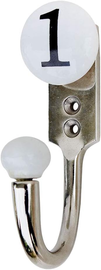 IndianShelf Artisan Ceramic, Zinc Decorative Cute Hooks for Hanging Coats, Jackets, Leash, Hat, Towel, Backpack, Purse, Handbag -White