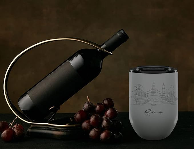 Kathmandu Skyline Wine Tumbler, Asia Skyline 12oz Wine Tumbler, Custom Wine Tumblers Gift For Birthday, Spill Resistant Tumblers for Women, Personalized Wine Tumbler
