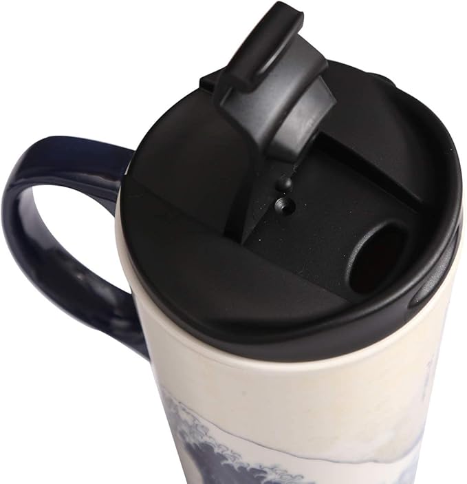 Topadorn 17 Oz Ceramic Coffee Travel Mug with Spill Proof Lid & Handle, Microwave Dishwasher Safe Coffee Cup, Tea Cup with Gift Box for Men and Women