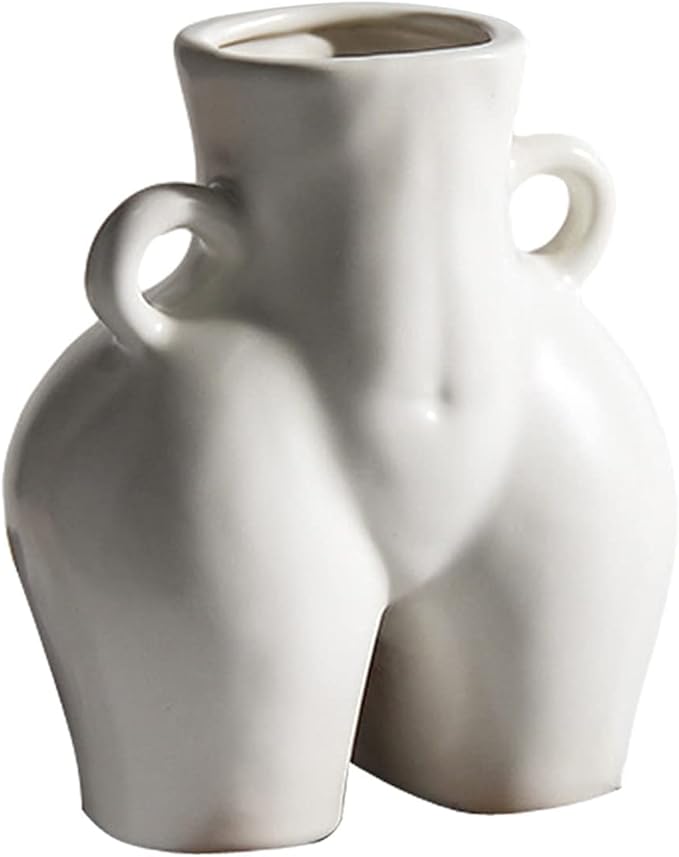 Butt Vase,Modern Body Vase Female Form,Matt White Ceramic Vases Art Nude Female Body Sculpture Vase,Butt Vase for Flowers living room coffee table mantle shelf decor accents 5.51''H X 4.72''W