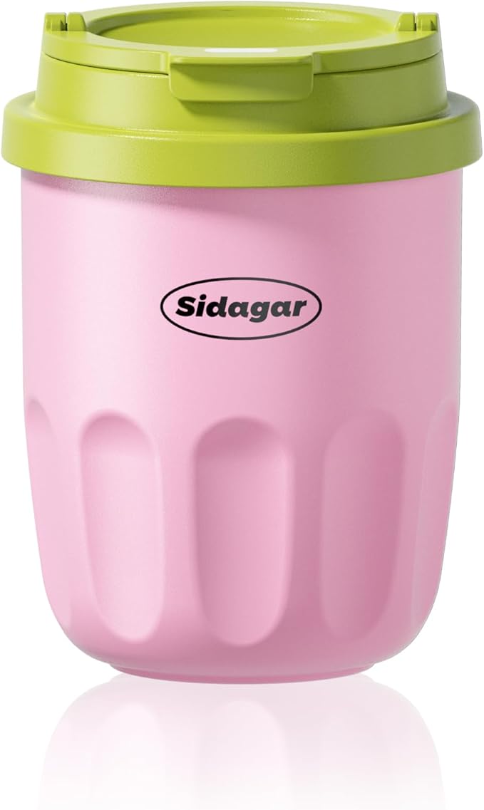 Travel Coffee Mug 10 oz Ceramic Lined Tumbler, Double Wall Stainless Steel Coffee Cup with Lid, Vacuum Spill Proof Mini Water Bottle, Insulated Thermal Mug for Home Office,Pink