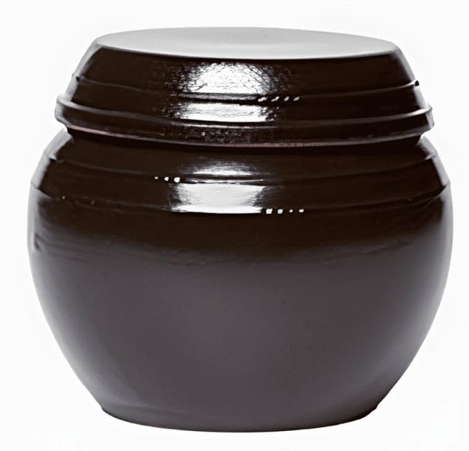Earthenware Onggi Korean Traditional Clay Jar Mini Ceramic Canister/Handmade Food Storage Container for Tea, Coffee Bean, Salt/Breathing Clay Pot Kimchi Fermentation Crock (500ml(17oz))