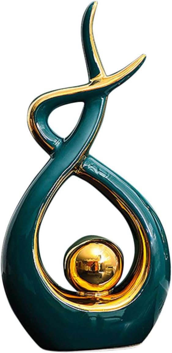 Happyyami Abstract Art Ceramic Figurine Modern Decorative Sculpture for Living Room Dining Table Centerpiece Housewarming Unique Home Decor Simple Style Integration