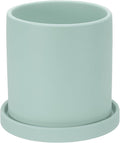 PATIKIL 5 Inch Ceramic Plant Pots, Modern Flower Planters with Drainage Holes and Tray for Decorate Home Indoor Plants Succulent Herb, Blue