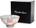 Traditional Style Japanese Ceramics Rice Bowl Chawan Pottery, Dishwasher Microwave Safe Made in Japan (Ichimatsu Usagi, Small (nakahira))