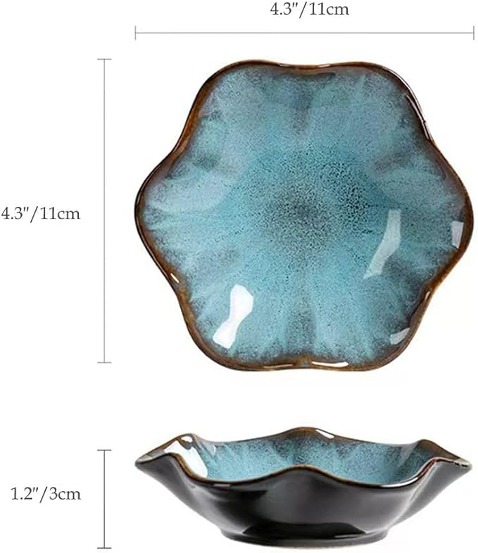 Lotus Leaf Shape Decorative Ring Tray, Small Key Bowl, Ceramic Trinket Tray Jewelry Dish Organizing Necklace Earrings, Home Decoration for Mom Best Friend Sister, Sea Blue.