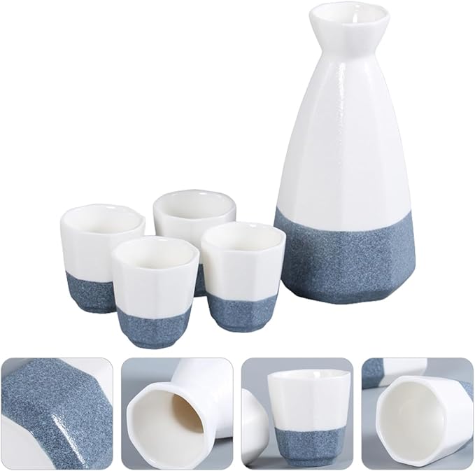 Sake Cup Set,Japanese Sake Cup,1 Set/5pcs Flagon Wine Glass Set Water Bottle Set Korean Gifts Wedding Champagne Glasses Ceramics Ceramic Drinkware