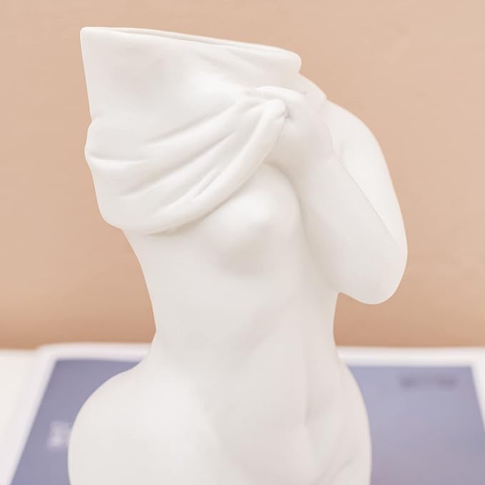 AETVRNI Unique Base Roots Modern Vase Female Body Vase Statue Ceramic Vases Decorative Female Form Sculpture Boho Decorations for Bathroom Home,B