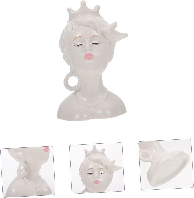Creative Ceramic Human Face Vase Artistic Modern Minimalist Flower Pot for Indoor Home Decor and Flower Arrangements Unique Sculptural Face Modeling Adornment