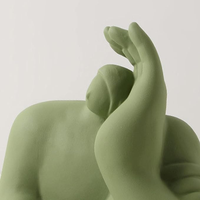 Abstract Art Character Statue Figurine Handmade Ceramic Sculpture Ornaments for Bookshelf Wine Cabinet Crafts Decoration (Green)