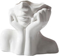 Ceramic Face Vase - Cute Half-Body Female Head Planter for Flowers, Modern Farmhouse Decor - Perfect for Desk, Table & Bookshelf, Home Accent (Large)
