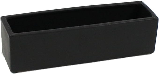 WGVI Long Rectangle Ceramic Planter Vase in Black 14" x 4" x 4"H, Rectangular Box Block Terrarium Pot, Flower Arrangement, Tabletop Centerpiece, Home Decor Organization Storage Container, 1 Pc.