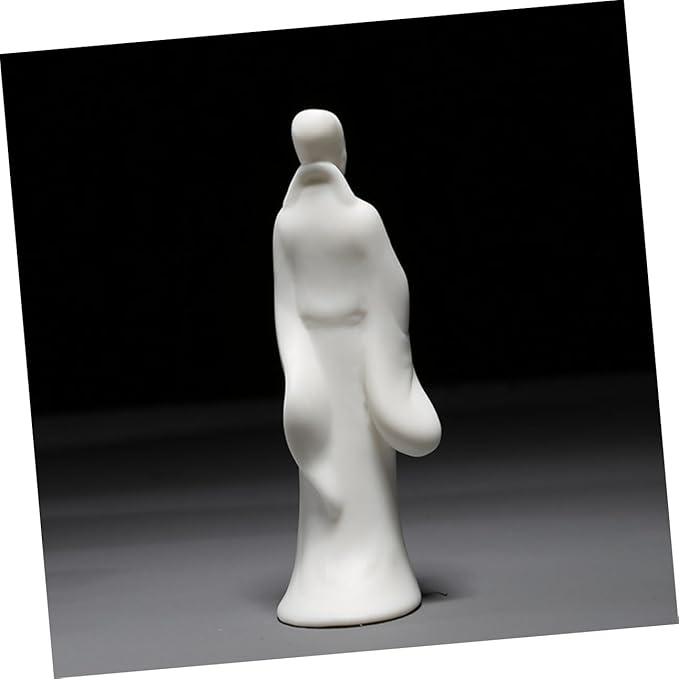 jojofuny Figurine Ceramic Sculpture White Porcelain Fish Tank Ornament Desktop Home Aquarium Decoration