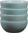 Chinese Rice Bowls 10-Ounce 4.5 inch Celadon Glazed Cereal Bowl Embossed with Auspicious Clouds Porcelain(Set of 4) (Sky Blue)