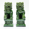 Handcrafted Ceramic Feng Shui Foo Dog Statues Pair Asian Guardian Lions for Office, Home, Housewarming, and Store Opening Gifts Traditional Chinese Decor,Green,4.72 * 7.87in