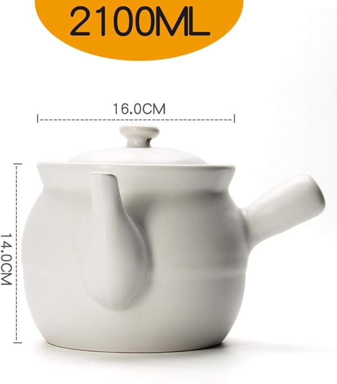 Casseroles Decoction Pot Ceramic Medicine Pot Traditional Ceramic Medicine Pot Decocting Casserole Chinese Herbal Medicine Decoction Pot Peony Medicine Pot (Color : White, Size : 2100ML)