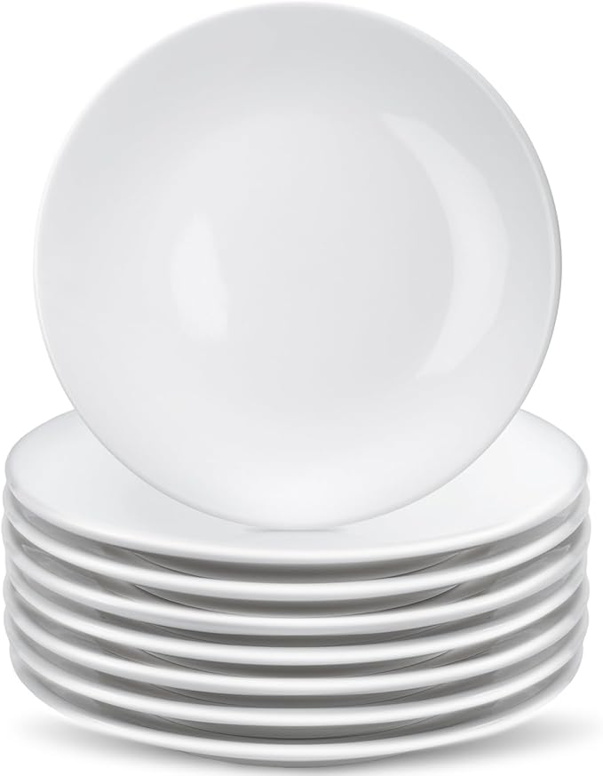 8 Pcs Porcelain Dessert Plates,6 inch White Appetizer Plates,Round Small White Plates,Small Plates for Appetizers,Ceramic Dessert Plate for Cake Snacks,Microwave Oven and Dishwasher Safe