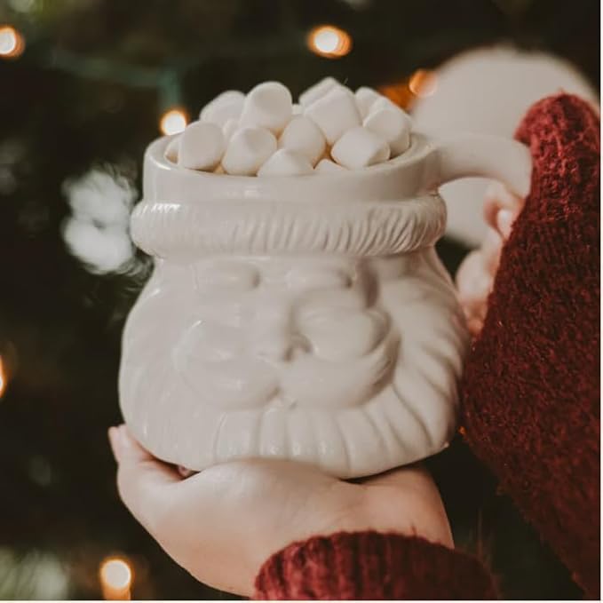 Sweet Water Decor Santa Face Mugs - 19oz Santa Hot and Cold Holiday Drinkware Gift - Ceramic Christmas Decoration Mug