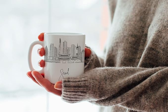 Seoul Skyline Ceramic Mug, Asia Keepsake 11oz White Mug, Custom Coffee Cup, Gift For Birthday, Asia Skyline Coffee Cup, Mugs for Women, Personalized Coffee Mugs