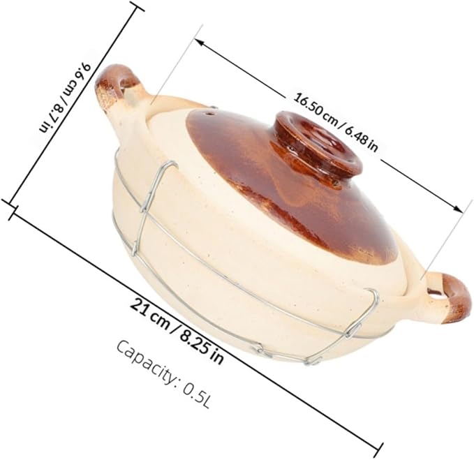 2pcs 0.5l Single Handle Clay Pot with Lid, White Ceramic Casserole Dish for Cooking, Oven-safe Korean Stone Pot for Stew and Rice, Home Kitchen Cookware