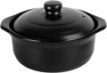 1.9 Quart Black Ceramic Clay Pot for Cooking with Lid - Korean Stone Pot, Healthy No-Coating Earthenware Casserole, Soup Rice Hot Pot Cookware