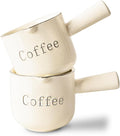 KEMORELA Ceramic Espresso Cups with Spouts & Handles, 3 oz & 90 Milliliter Markings, Espresso Shots, Durable Heat-Resistant Ceramic, Perfect Coffee Accessories for Espresso Lovers (White)