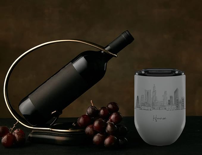 Hanoi Skyline Wine Tumbler, Asia Skyline 12oz Wine Tumbler, Custom Wine Tumblers Gift For Birthday, Spill Resistant Tumblers for Women, Personalized Wine Tumbler