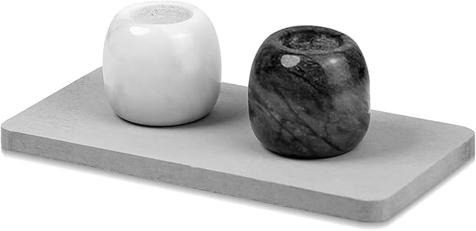 Toothbrush Holders, Marble Toothbrush Holder with Diatomaceous Earth Tray for Bathroom Countertop, Small Toothbrush and Toothpaste Holder Set with A Travel Bag (Black & White Set)