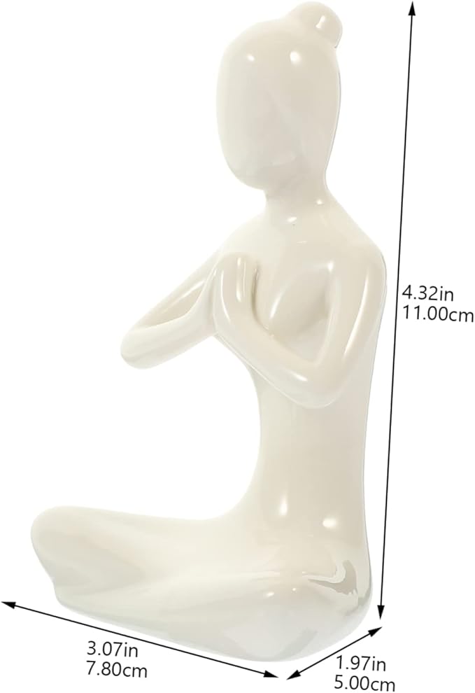 PRETYZOOM Abstract Yoga Girl Decorative Ceramic Sculpture Modern Countertop Craft Ornament for Home Decor Unique for Yoga Lovers and Meditation Accessories