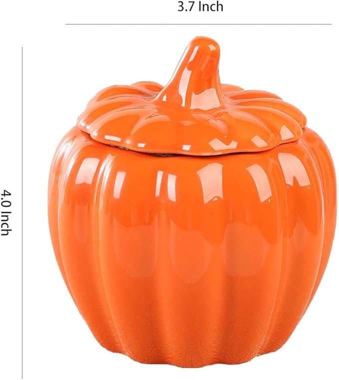 WAIT FLY Pumpkin Shape Airtight Ceramic Canister Tea Canister Tea Storage Food Storage Jar for Tea, Coffee, Spices, Sugar, Cookies, Pickle, Cereals-Orange-7 OZ