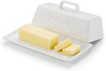 Butter Dish with Lid for Countertop, by Kook, Ceramic Dish Tray with Cover, Kitchen Keeper, Container, Holder (White)