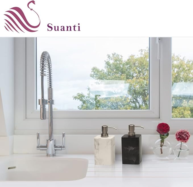 2 Pack Refillable Hand Soap Dispenser with Brushed Nickel Pump - Black