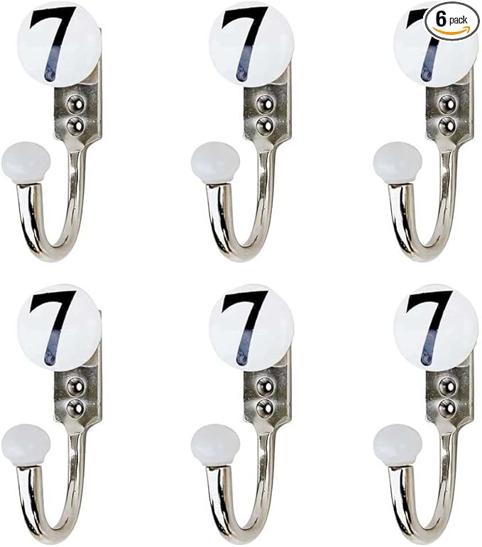 IndianShelf 6-Pieces Ceramic, Zinc Decorative Cute Hooks for Hanging Coats, Jackets, Leash, Hat, Towel, Backpack, Purse, Handbag for Home Decorations [White]
