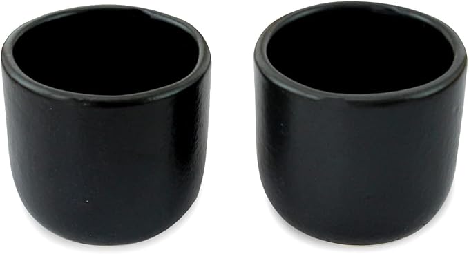 roro Handcrafted Matte Black Ceramic Tea & Coffee Sipper Cups, 8 oz - Set of 2, Artisan Stoneware, Lead-Free, Microwave & Oven Safe