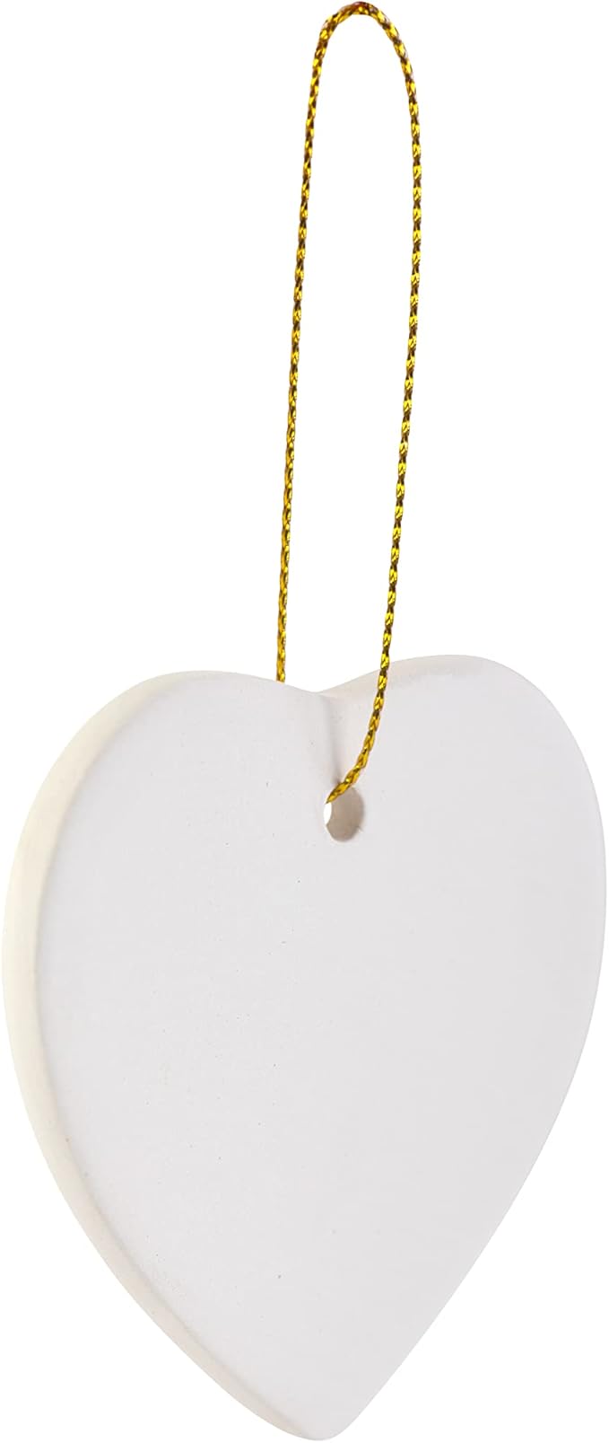 Creative Hobbies Ready to Paint DIY Ceramic Bisque Heart Ornaments with Hanger for Christmas Tree and Holiday Decoration | Pack of 12