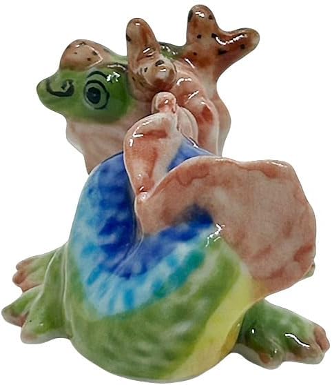 WitnyStore Tiny 1¾" Long Green Red Chinese Dragon Figurine - Miniature Hand Made Painted Ceramic Asian Dragons Mythical Creature Animals Colorful Decorative Collectible Figurines Home Décor Gifts