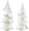 Santa Barbara Design Studio Ceramic Christmas Trees for Table Top Handmade Christmas Decorations, Set of 2, White