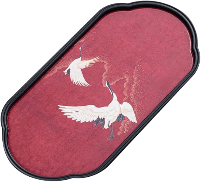 Elegant Absorbent Tea Tray – Vintage Handcrafted Gongfu Tea Table with Crane & Nature-Inspired Patterns, Tea Serving Tray, Compact Water-Absorbing Tea Board for Home & Office