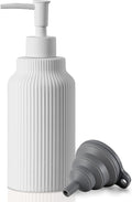 Modern Ceramic Soap Dispenser for Bathroom，14oz Ceramic Soft Touch Hand Lotion Dispenser with Pump，Liquid soap Dispenser for Kitchen Rubber Paint (White)