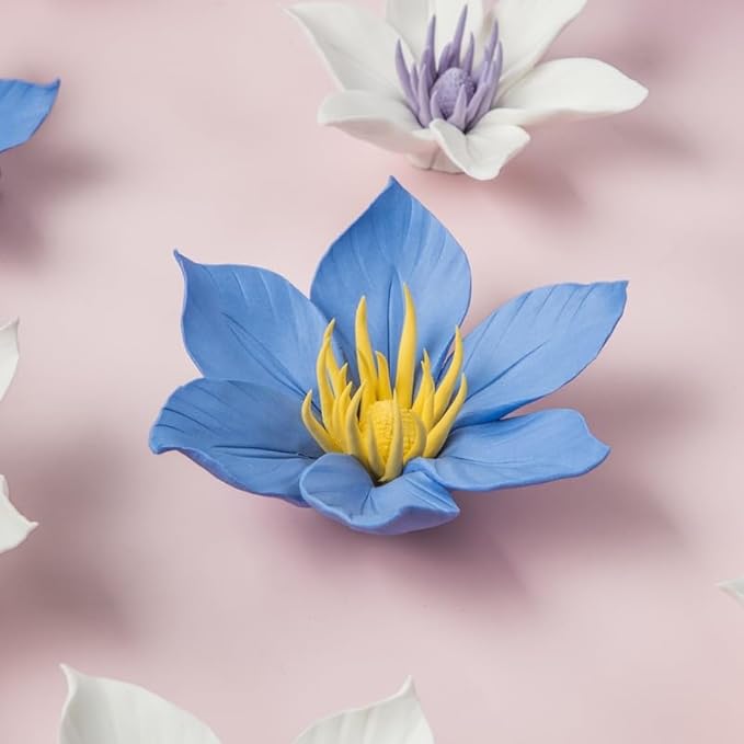 CEUYGT 3D Flower Wall Decor Handmade Ceramic Wall Art Hanging Sculpture Clematis 3.54" (Medium)