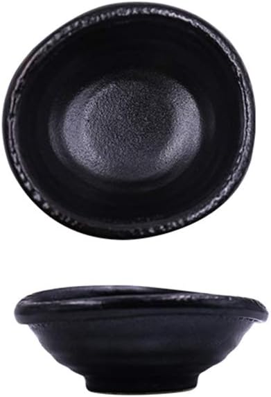 3.5 Inch Simple Style Single Color Stylish Design Multipurpose Porcelain Side Dish Bowl Seasoning Dishes Soy Dipping Sauce Dishes-Set of 5-Black
