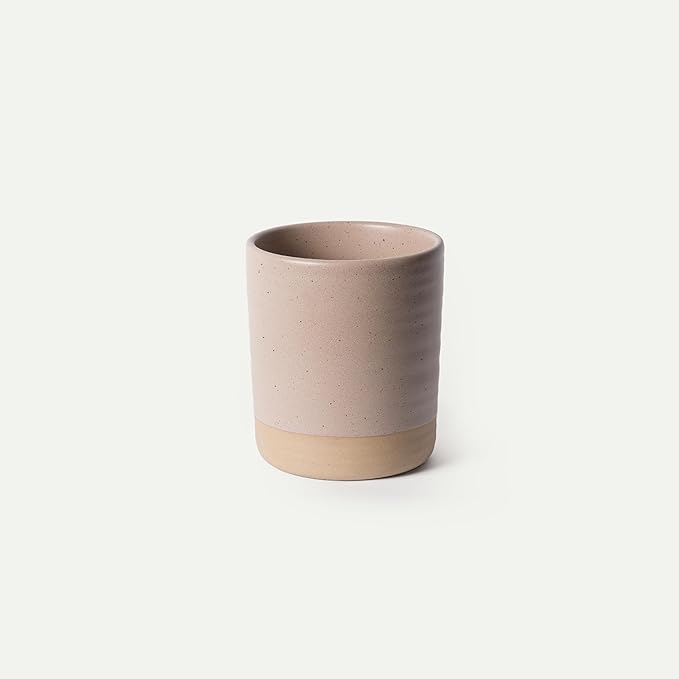 Mora Ceramic Kitchen Utensil Holder - Wooden Spoon & Spatula Crock for Countertop, Modern Farmhouse Home Decor, Extra Large 7.3" Cooking Organizer for Stove Top and Counter - Heavy & Sturdy - Mushroom