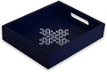 Coffee Table Tray - Decorative Trays for Home Decor - Serving Trays with Handles for Kitchen - Decor Tray - Indian Return Gift, Diwali, Pooja - 10" X 8" X 2" Size, in Blue and Brown (1, Blue)