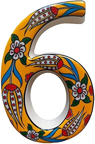 Large Ceramic Housewarming Sign Ceramic Address Plaque House Numbers Sign Door Personalized Coloured Decorative Hand Decoratede Housewarming Gifts Tulip Design 12 * 9 cm (Yellow, 6)