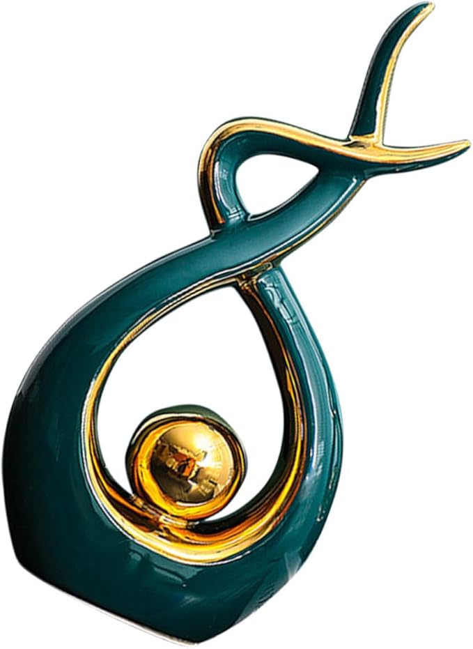 OUNONA Modern Abstract Ceramic Sculpture Decor Artistic Figurine for Bookshelf Living Dining Table Unique Home Accent Lightweight and Stylish Present Idea